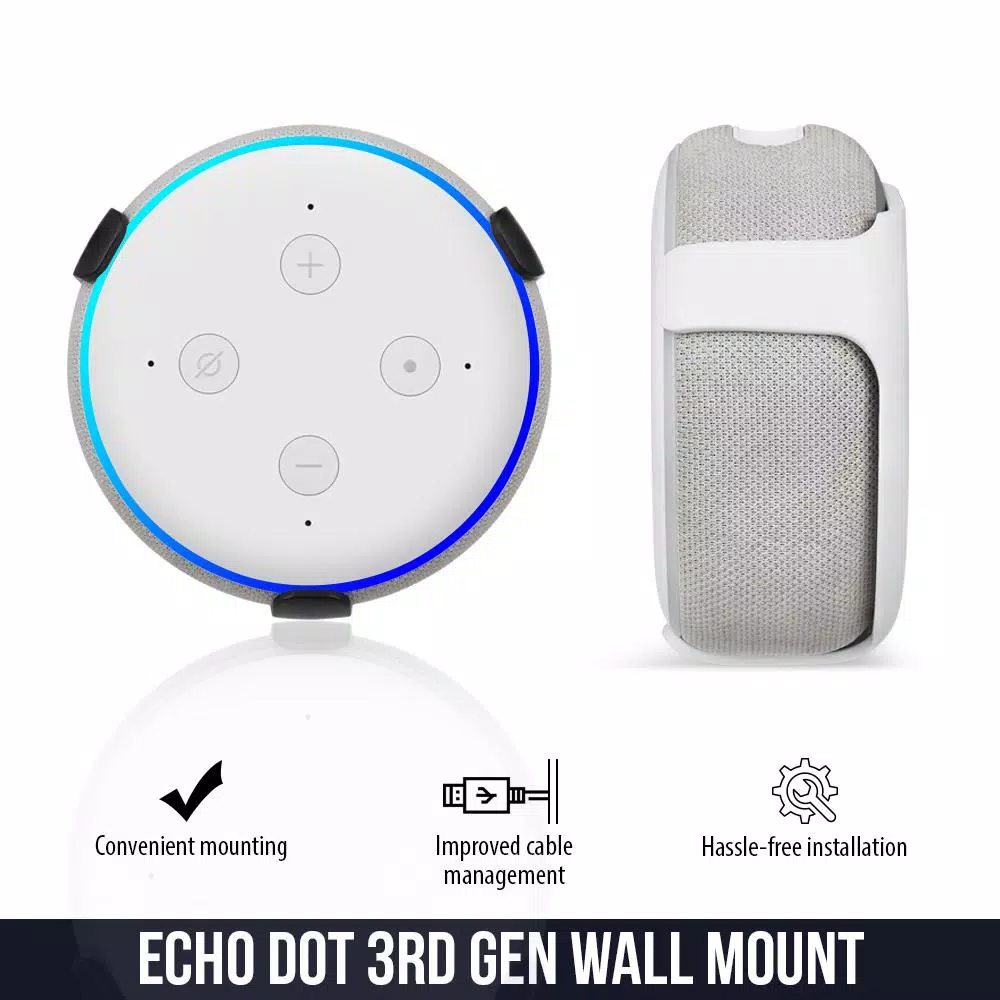 Wasserstein Wall Mount for Echo Dot (3rd Gen) - Black (2-Pack)