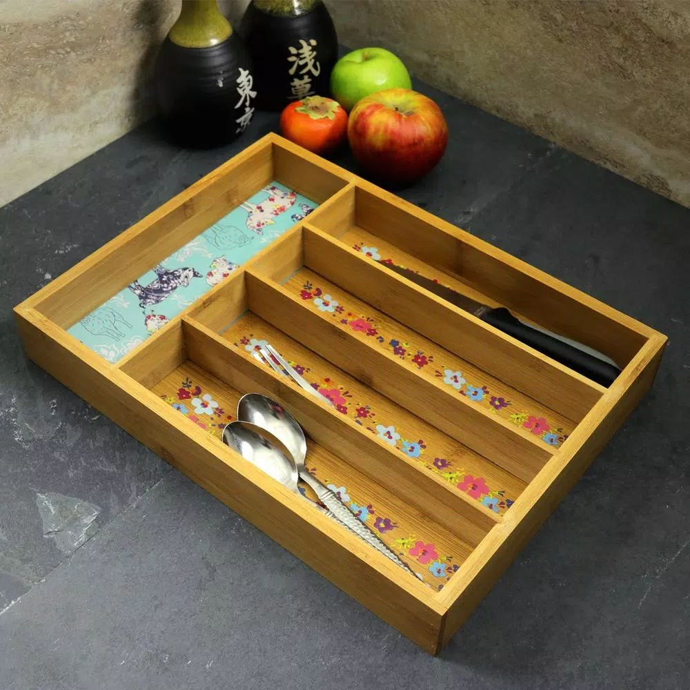 Urban Market Gibson's Urban Market Life on the Farm 5-Compartment Bamboo Utensil Tray