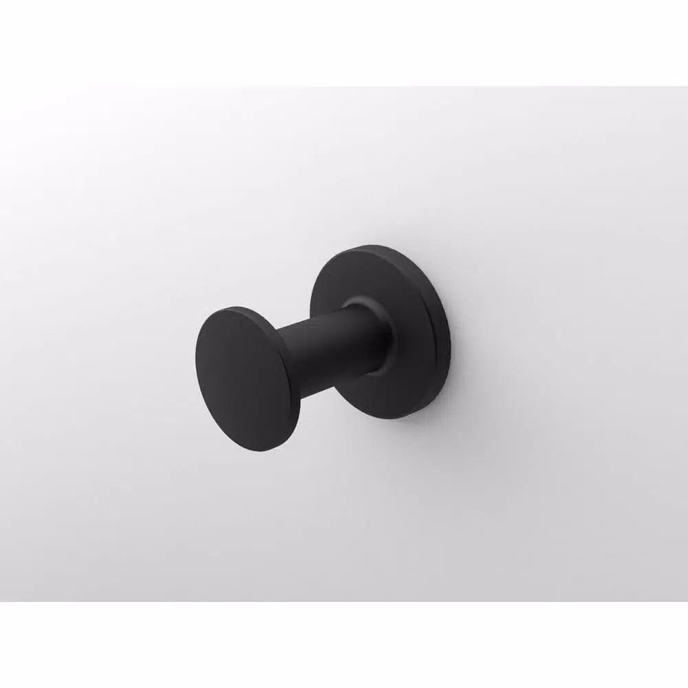 Glacier Bay Lucien Matte Black Robe Hook - Transitional Zinc Bath Hardware