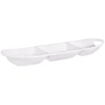 Home Essentials 18 in. White Ceramic 3-Section Oval Serving Platter thumbnail 1