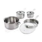 ExcelSteel 7-Piece Stainless Steel Cookware Set with Tempered Glass Lids - Induction Ready thumbnail 1