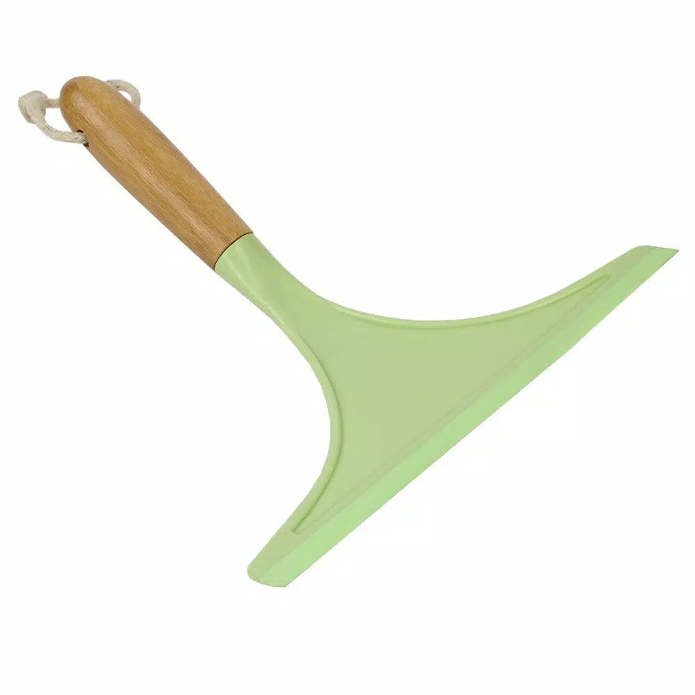 Home Basics 1.75 in. Bamboo Window Squeegee with Rubber Blade and Handle