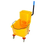 Alpine Industries 36 Qt. Yellow PVC Mop Bucket with Side Wringer thumbnail 3