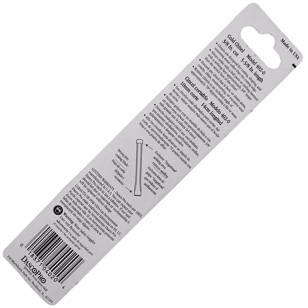 Dasco Pro 3/8 in. x 5-5/8 in. Cold Chisel, Forged Steel, Made in USA