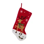Glitzhome 20 in. Reindeer Hooked Christmas Stockings, Polyester and Acrylic Handcrafted Decor (2-Pack) thumbnail 2