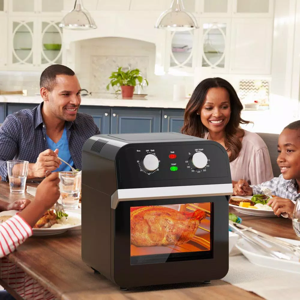Costway 12.7 Qt. Black Air Fryer Oven with Rotisserie, 1600W Multi-Function Cooker