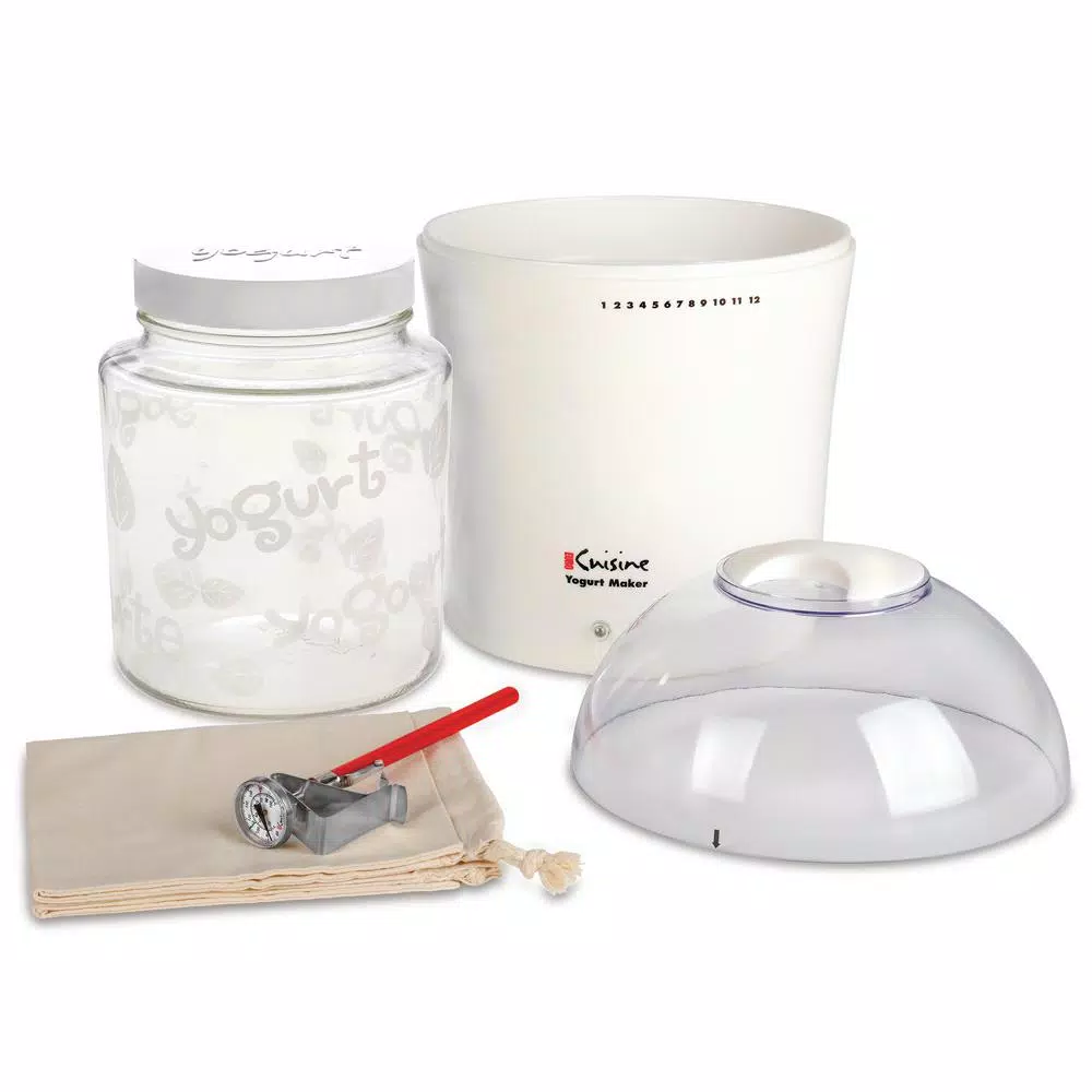 Euro Cuisine 2 Qt. Yogurt and Greek Yogurt Maker with Glass Jar and Cheese Making Kit
