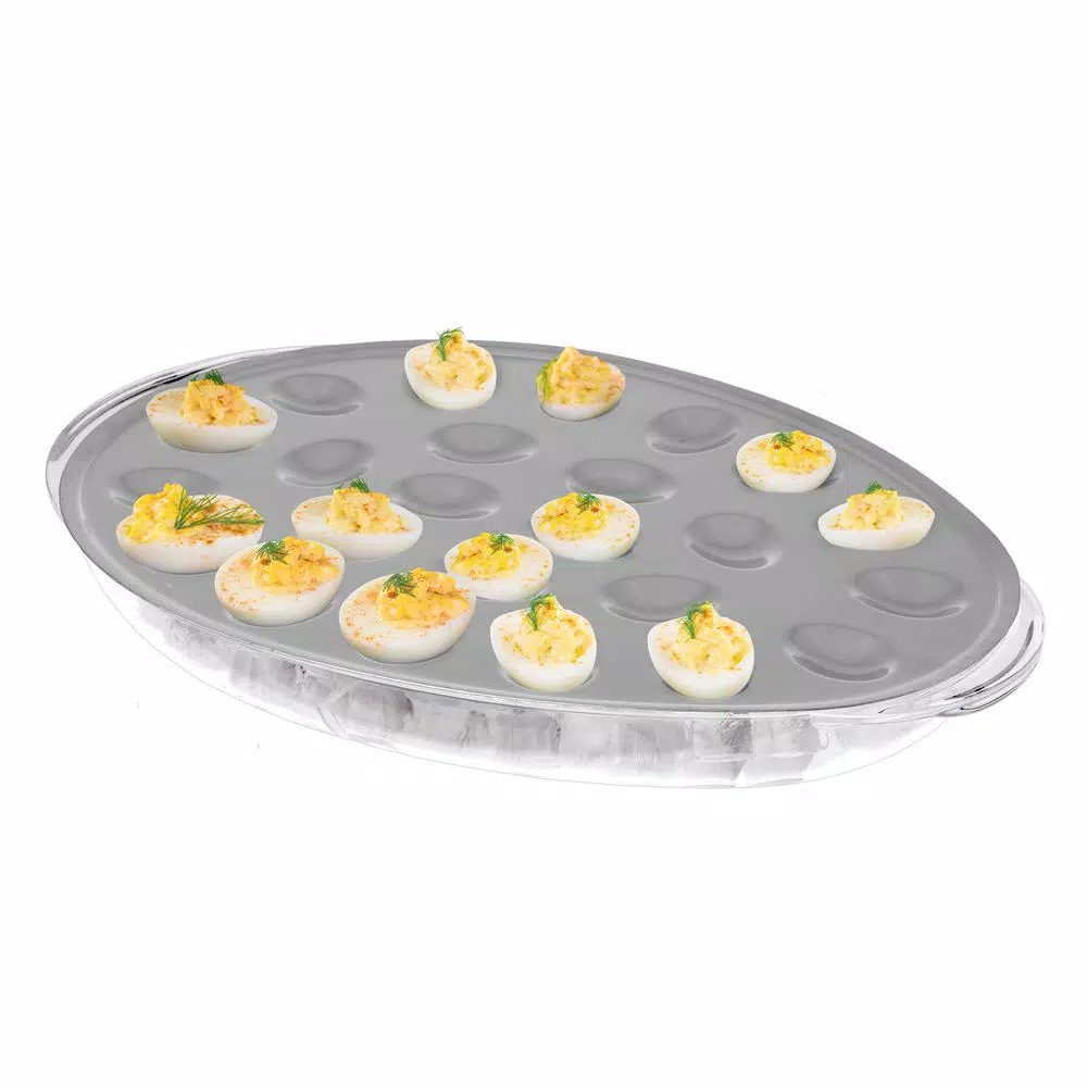 Classic Cuisine Deviled Egg Chilled Serving Tray, 24-Egg Capacity with Ice Compartment