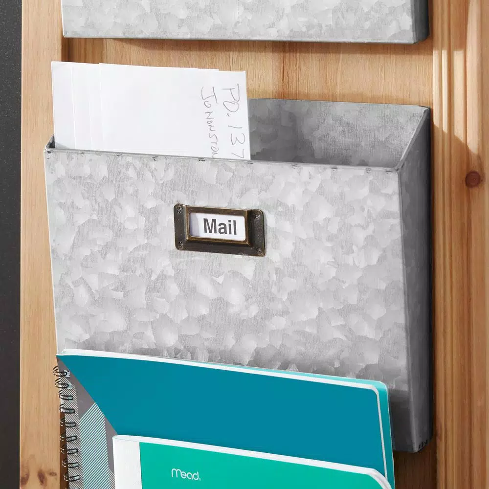 StyleWell 3-Section Wood and Metal Wall-Mount Organizer with Chalkboard