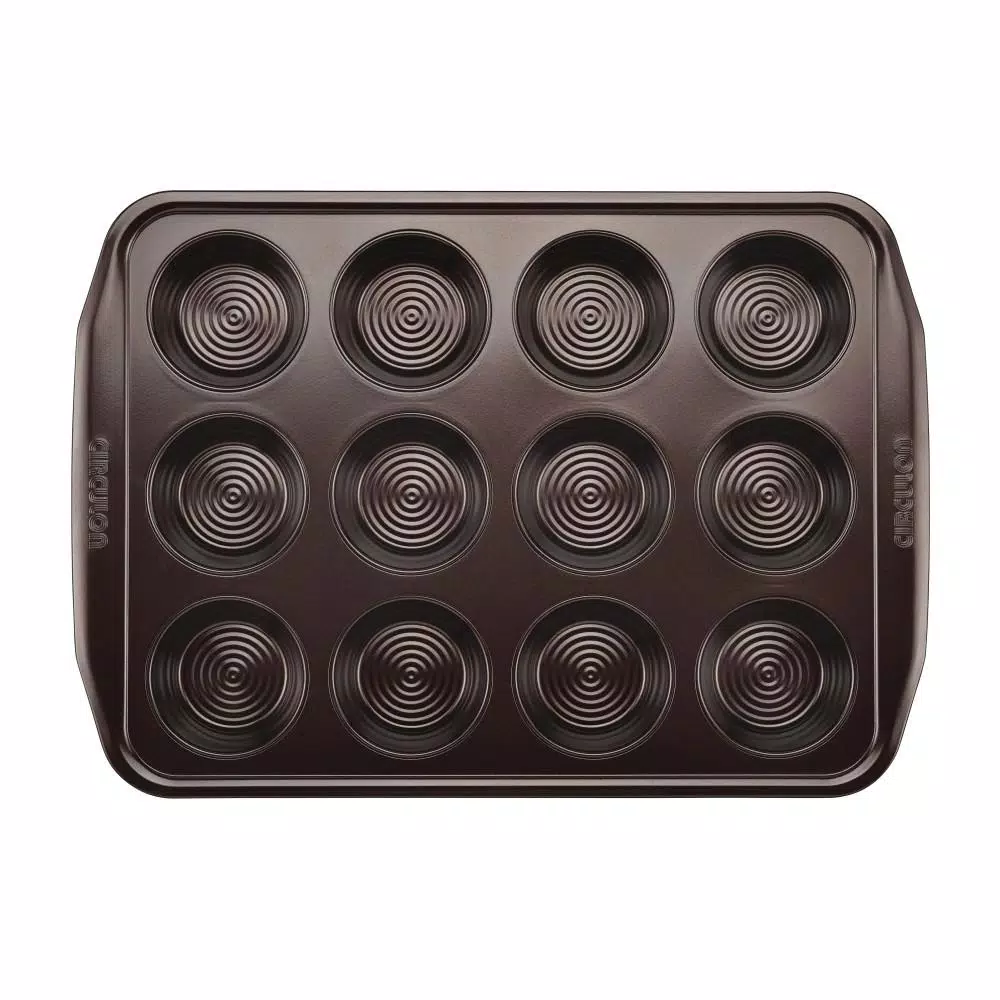 Circulon 12-Cup Nonstick Muffin and Cupcake Pan, Chocolate Brown