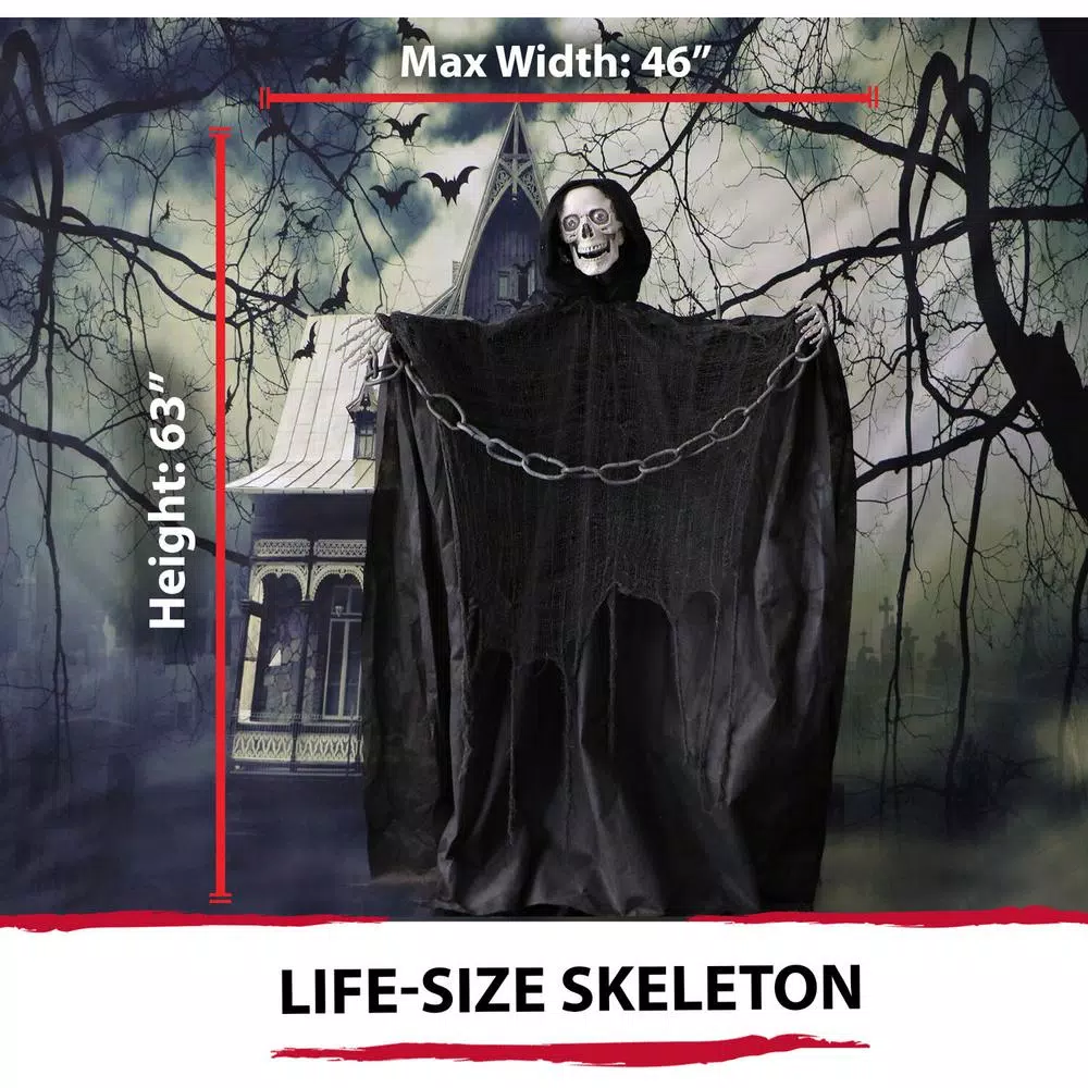 Haunted Hill Farm 5 ft. Talking Animatronic Skeleton Halloween Prop