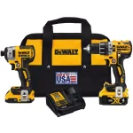 DEWALT 20V MAX XR Brushless Hammer Drill and Impact Driver Combo Kit with (2) Batteries & Charger thumbnail 1