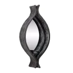 LITTON LANE Eclectic Black Metal Mesh Ellipse Wall Sconces with Mirror Inlays, Set of 2 thumbnail 3