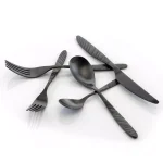 MegaChef La Vague 20-Piece Matte Black Stainless Steel Flatware Set, Service for 4 thumbnail 2
