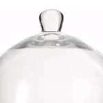 Benjara Gray Metal Pedestal Cake Stand with Glass Dome Cover thumbnail 5