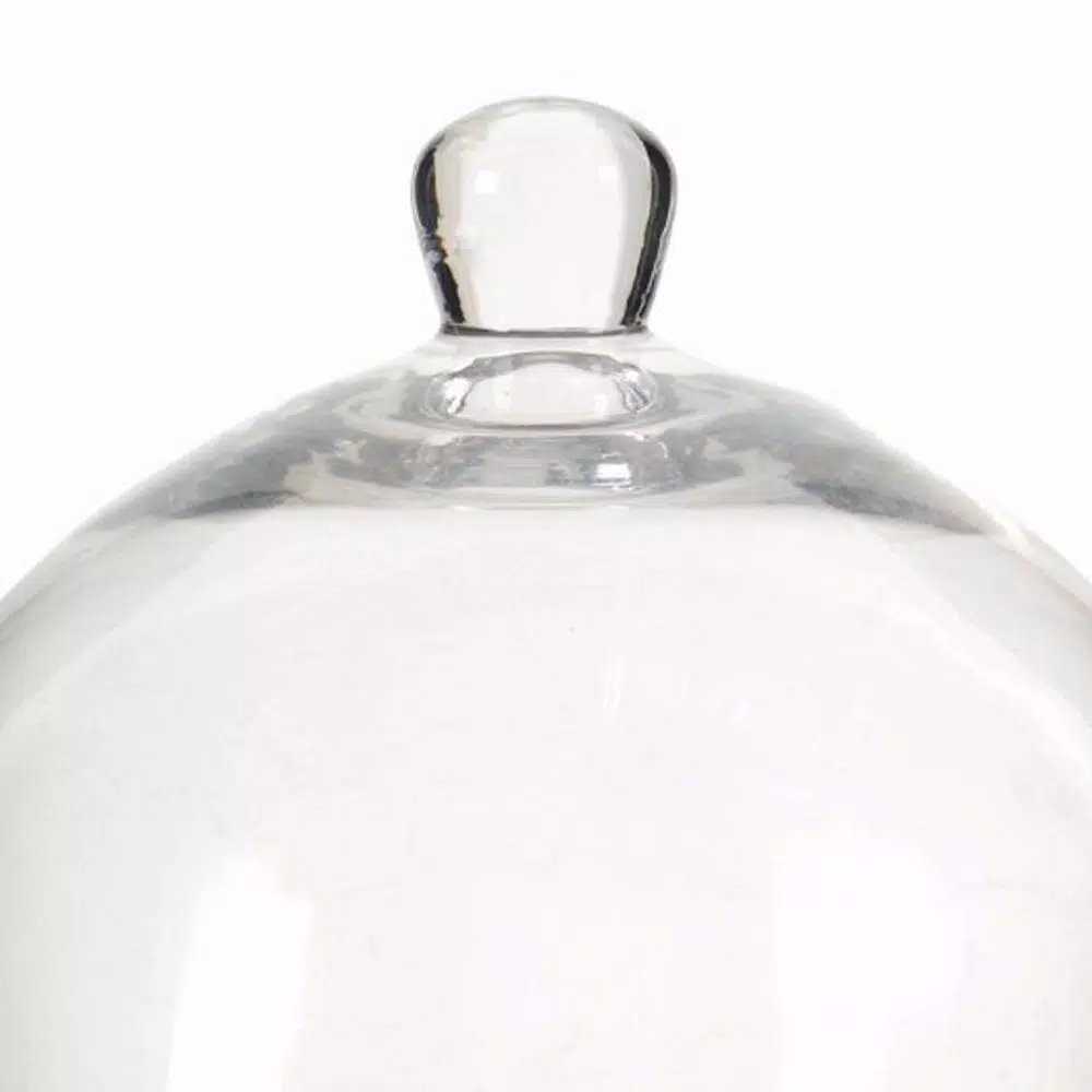 Benjara Gray Metal Pedestal Cake Stand with Glass Dome Cover