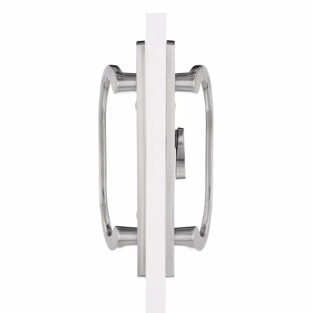 Prime-Line Satin Nickel Diecast Sliding Patio Door Handle Set with Offset Thumb Turn