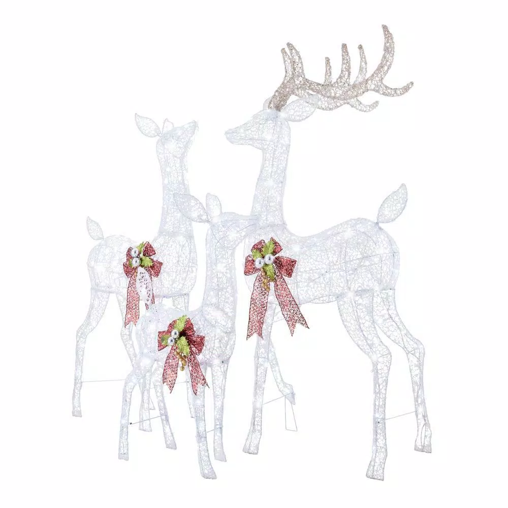 Home Accents Holiday 3-Piece Fantasleigh Outdoor Christmas Deer Family Sculpture with 295 LED Cool White Lights