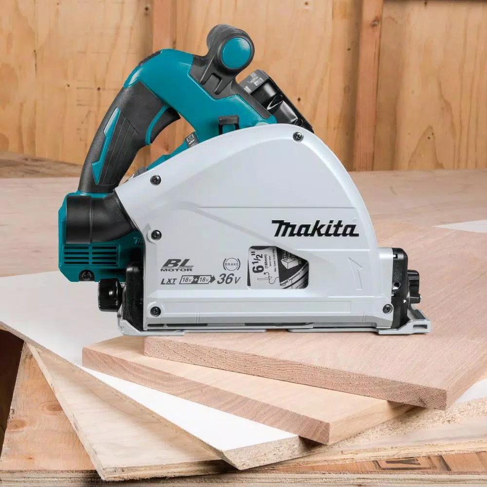 Makita 18V X2 LXT (36V) 6-1/2 in. Brushless Plunge Circular Saw Kit with Guide Rail and Impact Driver
