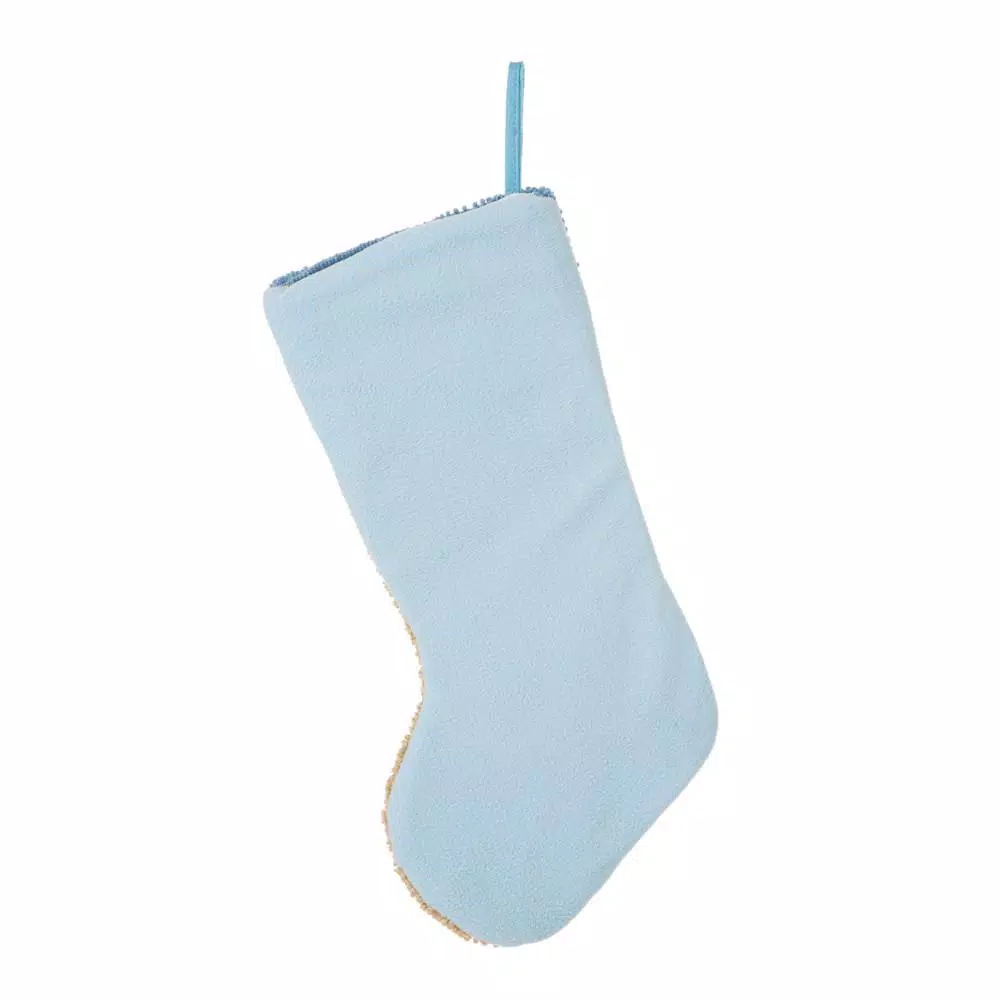 Glitzhome 19 in. Hooked Starfish Christmas Stocking, Nautical Blue Ocean Theme
