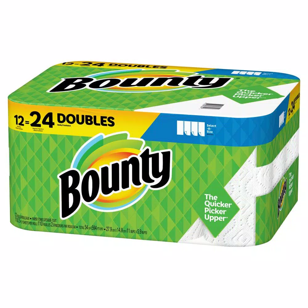 Bounty Select-A-Size White Paper Towels, 12 Double Rolls