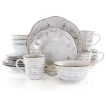 Elama Rustic Birch 16-Piece Stoneware Dinnerware Set, Service for 4 thumbnail 1