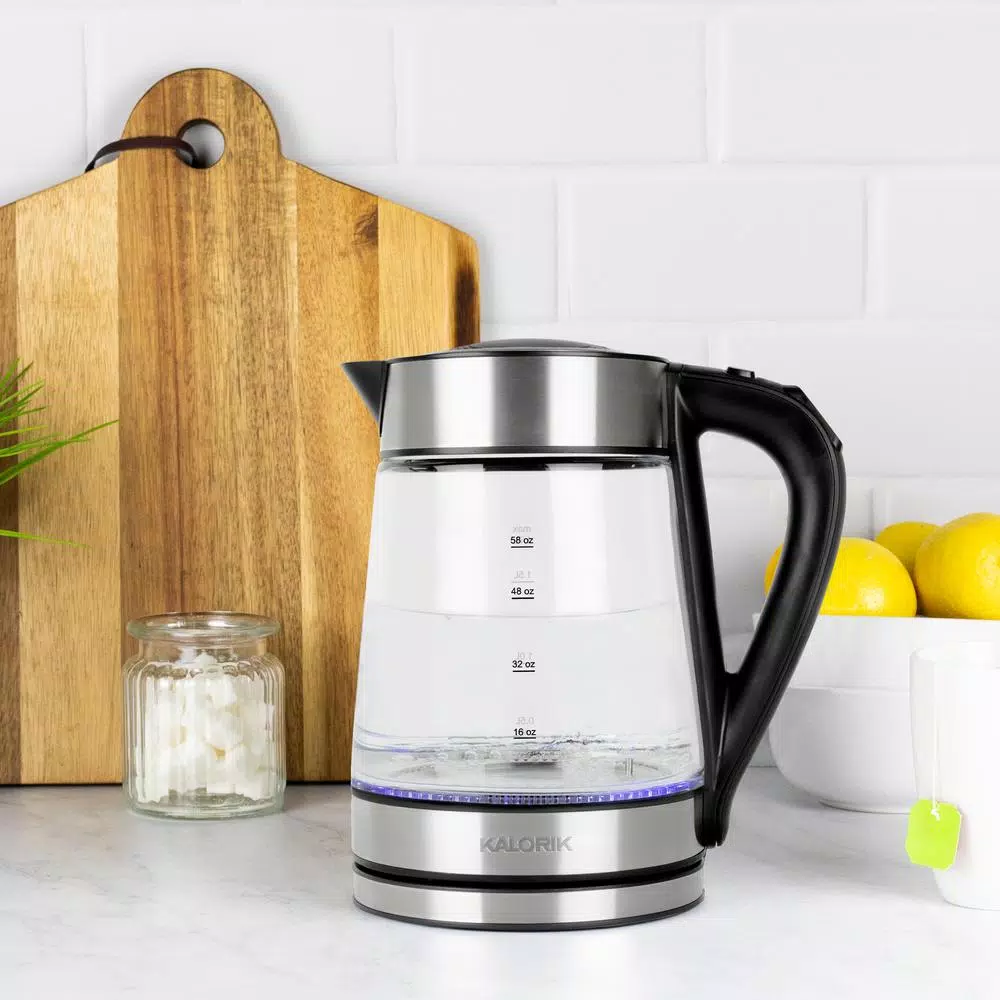 KALORIK 1.7L Rapid Boil Digital Electric Glass Kettle, 1750W, 5 Temperature Settings