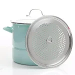 Kenmore 16-Quart Steel Stock Pot Set with Steamer Insert and Glass Lid, Broadway Blue thumbnail 2