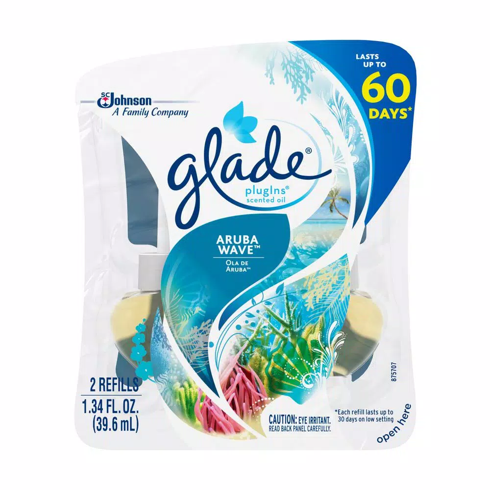 Glade PlugIns Scented Oil Air Freshener Refill, Aruba Wave, 1.34 oz. (2-Pack)