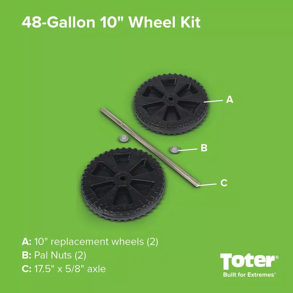 Toter Replacement Wheel Kit for Toter 96 Gallon Two Wheel Trash Cans