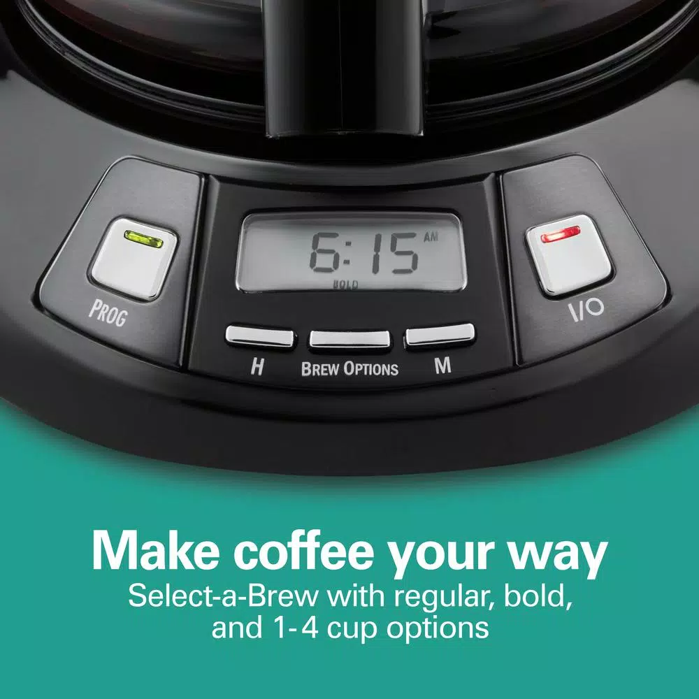 Hamilton Beach 12-Cup Programmable Drip Coffee Maker with Black Stainless Steel Accents