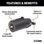 CURT 7-Way RV Blade Connector Plug, Trailer Side, Black Plastic thumbnail 3
