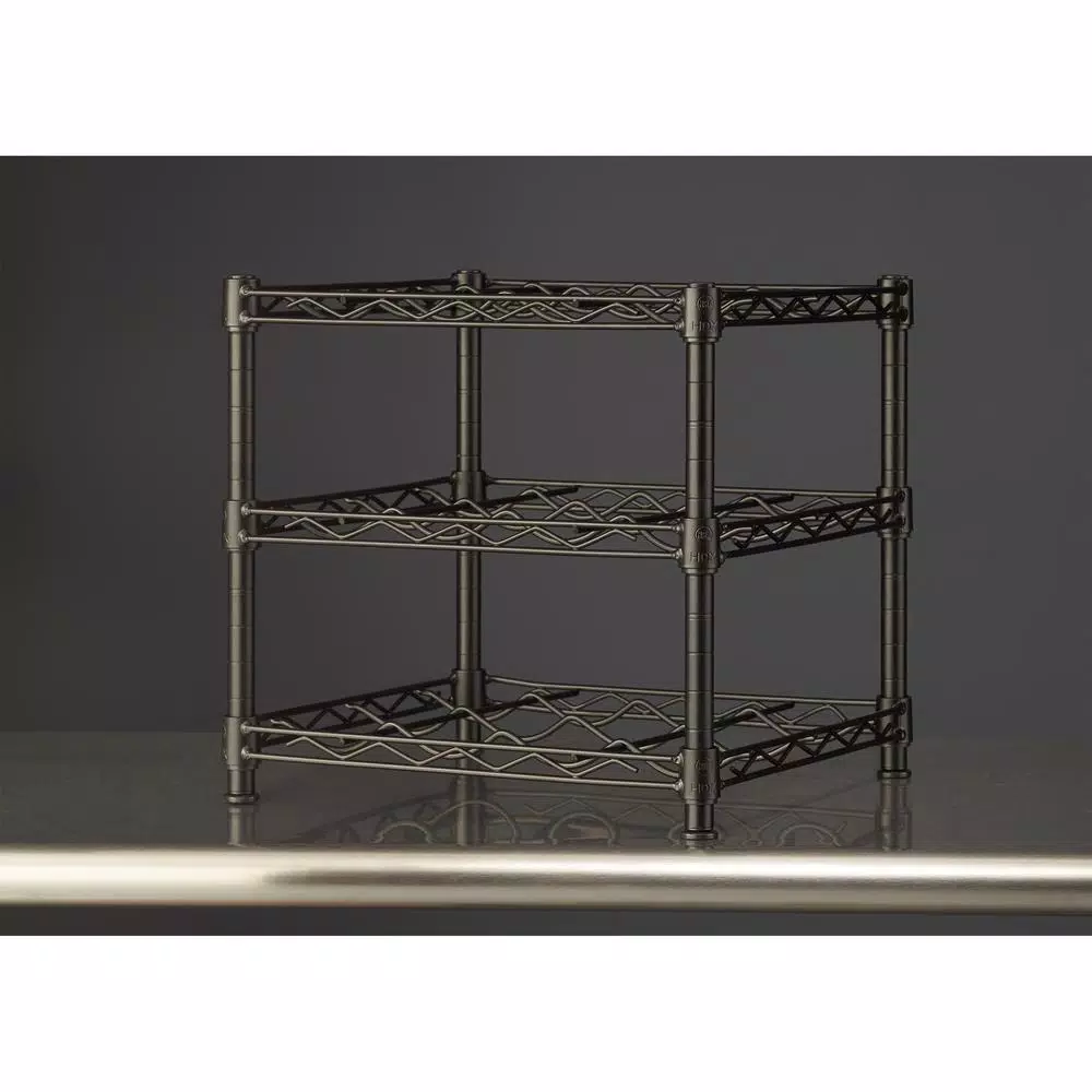 HDX 12-Bottle Black Steel Floor Wine Rack - 3-Shelf Countertop Storage