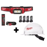Milwaukee 475 Lumens LED Rechargeable Hard Hat Headlamp with BOLT White Type 1 Class C Vented Hard Hat thumbnail 1
