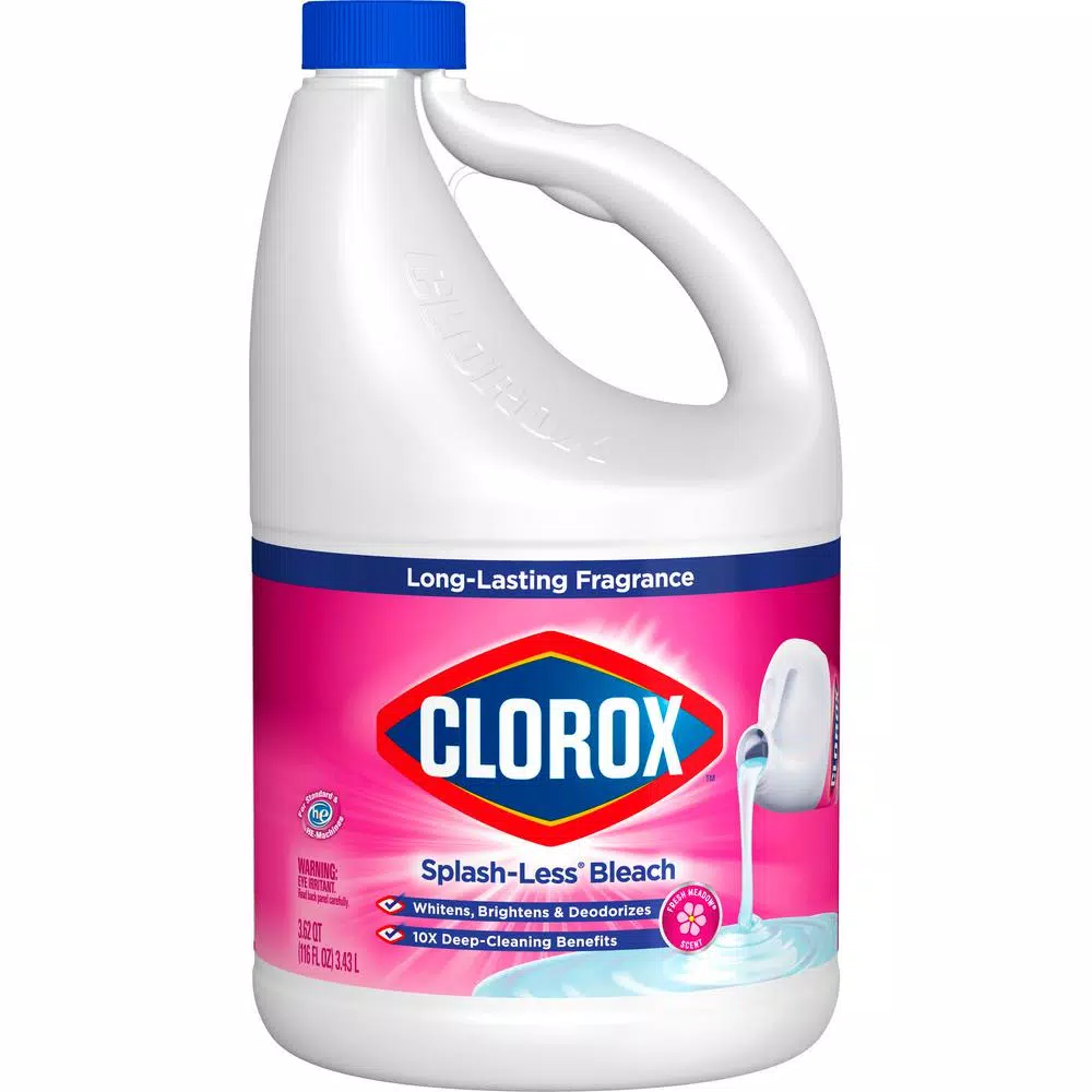 Clorox Splash-Less Bleach Liquid, Fresh Meadow Scent, 116 oz