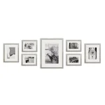 Pinnacle Gallery 7-Piece Graywash Wood Photo Frame Wall Gallery Kit with Art Prints thumbnail 3