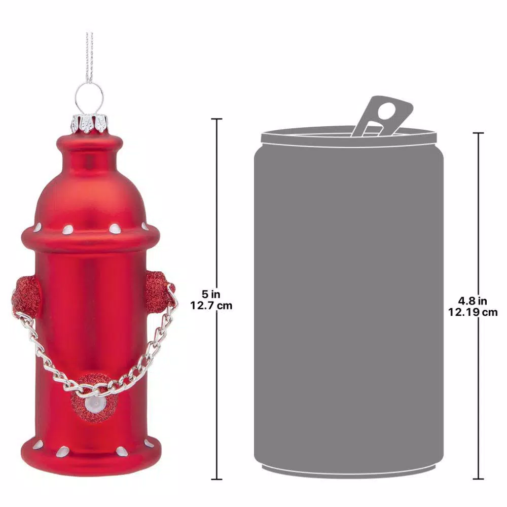 Design Toscano 5 in. Fire Hydrant Blown Glass Holiday Ornament, Red