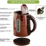 Ovente KS89BR 1.7L Electric Kettle, 5 Temperature Settings, 1100W Cordless Tea Kettle, Brown thumbnail 2