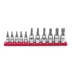 Husky 70-Piece 1/4 in. Drive SAE and Metric Socket and Bit Set with Ratchet and Organizer Rail thumbnail 3