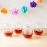 Cathy's Concepts Sugar Skull 21 oz. Stemless Wine Glasses, Set of 4, Clear Glass thumbnail 3