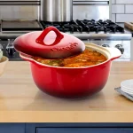 Crock-Pot Artistan 4-Piece Round Stoneware Casserole Set with Lids, Red thumbnail 5
