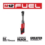 Milwaukee M12 FUEL 12V Lithium-Ion Brushless 3/8 in. Ratchet and Extended Reach Ratchet Combo Kit (Tool-Only) thumbnail 6