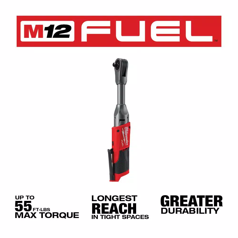 Milwaukee M12 FUEL 12V Lithium-Ion Brushless 3/8 in. Ratchet and Extended Reach Ratchet Combo Kit (Tool-Only)