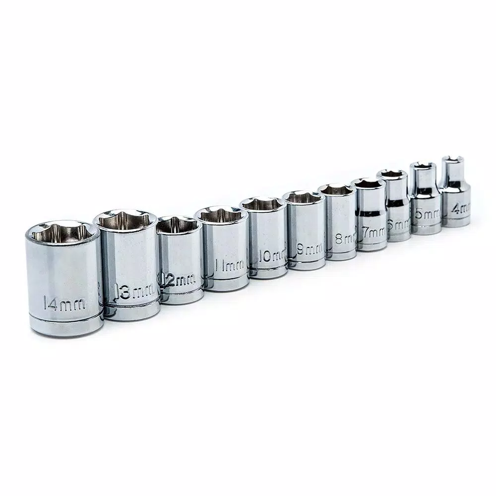 Husky 46-Piece Stubby Ratchet and Socket Set with 1/4 in. and 3/8 in. Dual Drive Ratchet