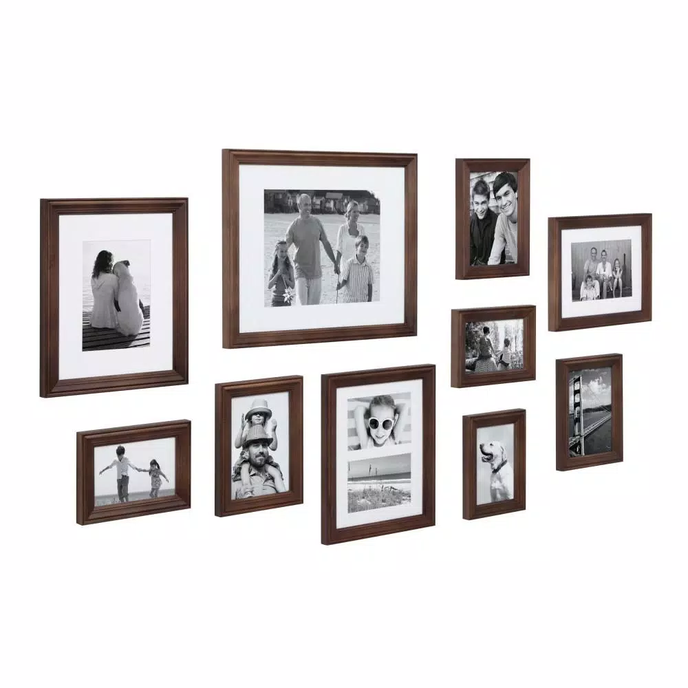 Kate and Laurel Bordeaux Brown Gallery Wall Picture Frame Set, 10-Piece Collection