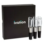 Ivation 3-Pack Clear Acrylic Wine Aerator and Preserver Set with Gift Box thumbnail 1