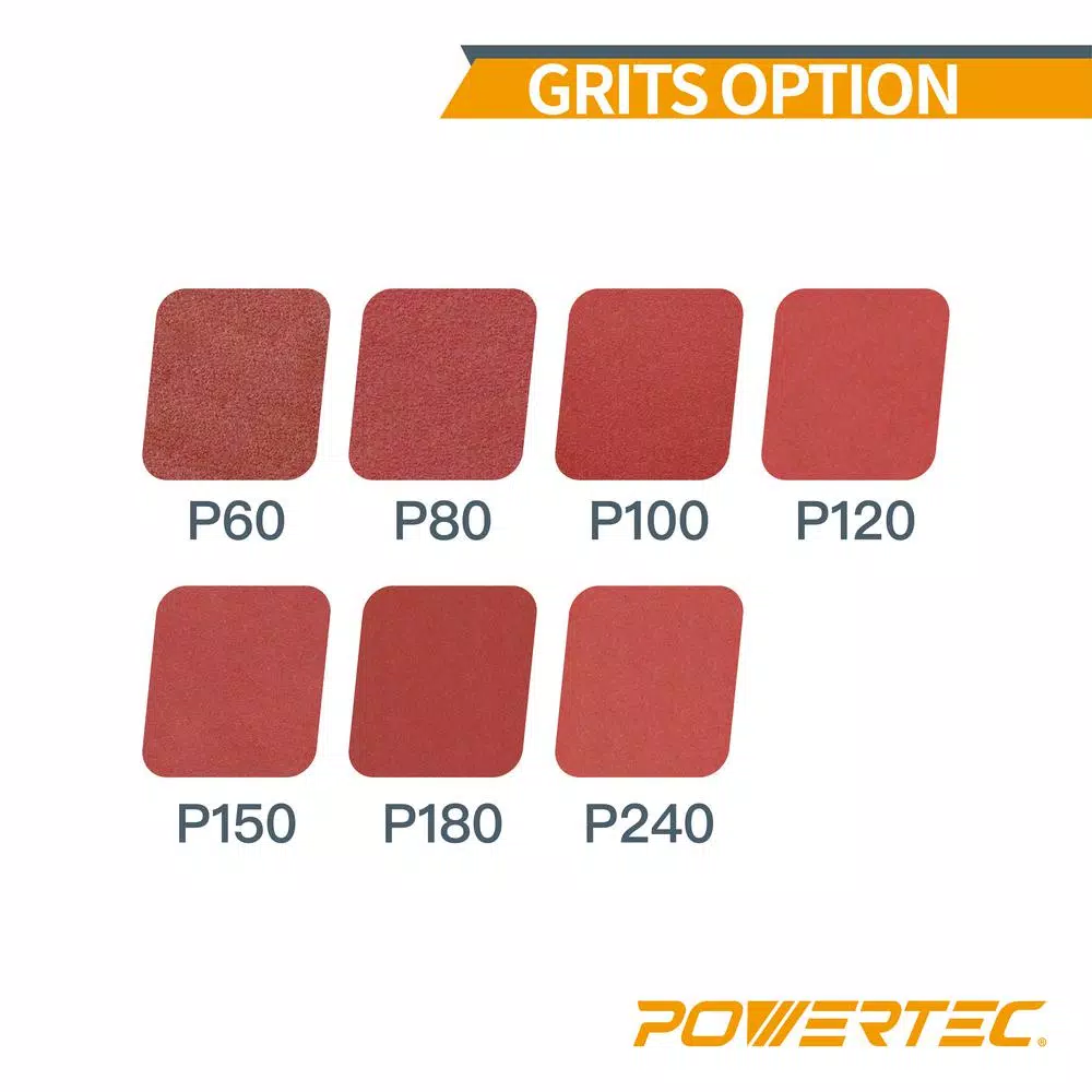 POWERTEC 12 in. 80 Grit Aluminum Oxide PSA Sanding Discs, 10-Pack