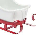 Godinger White Metal Santa Sleigh Candy Dish - Rustic Red Iron Holiday Garnish Tray thumbnail 2