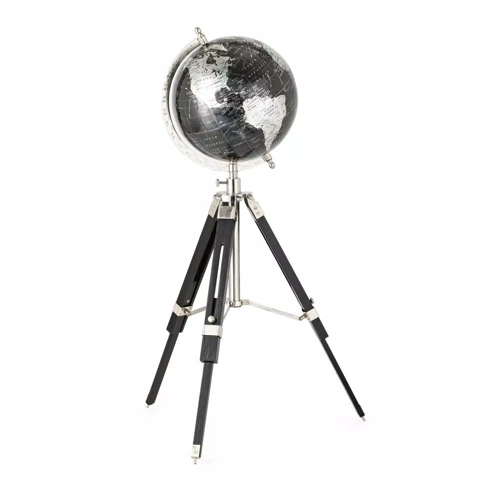 IMAX Worldwide Home PGA Tour Mulligan 26 in. Antique Map Globe with Wooden Tripod Stand