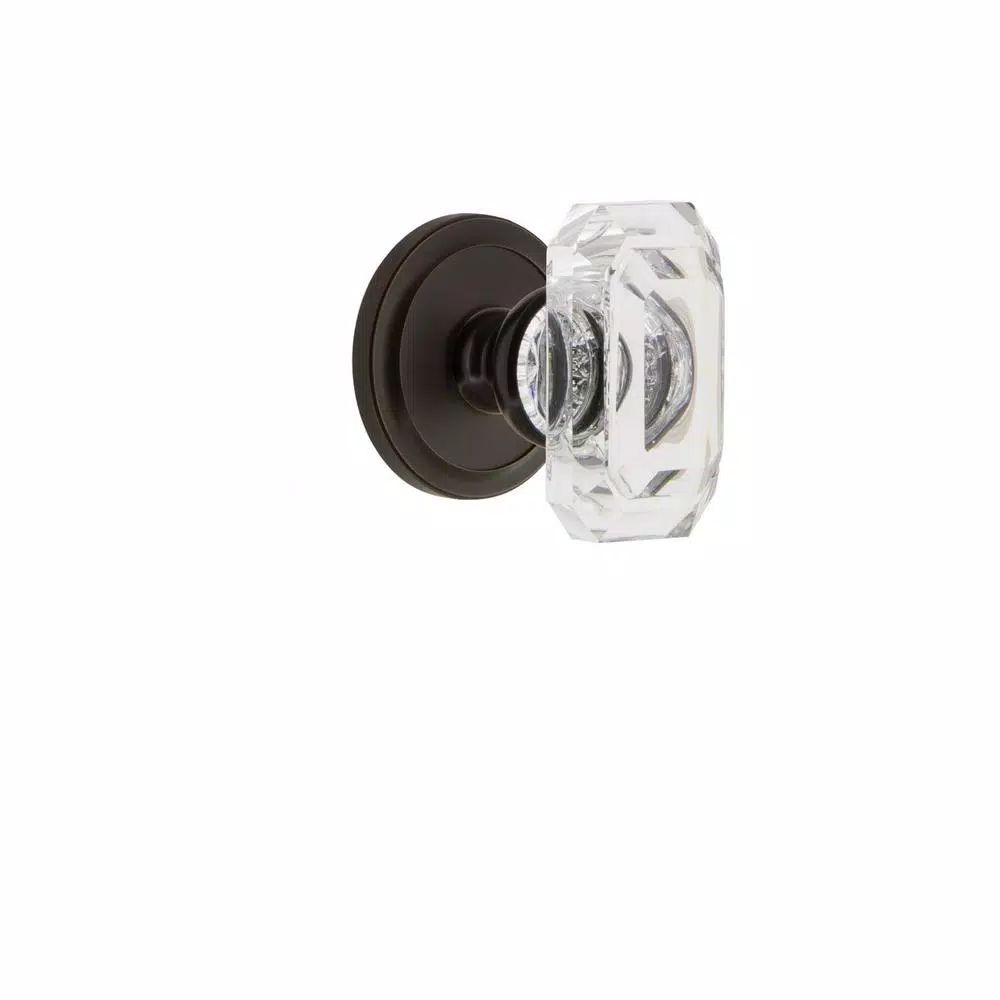 Grandeur Circulaire Rosette Double Dummy Baguette Crystal Door Knob, Timeless Bronze